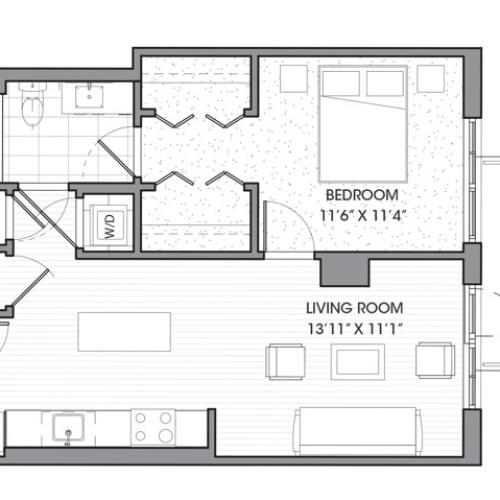 A6 | 1 bed 1 bath | from 686 square feet