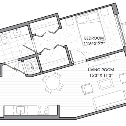 A10 | 1 bed 1 bath | from 696 square feet