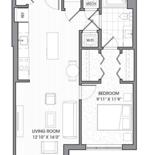 A12A | 1 bed 1 bath | from 756 square feet