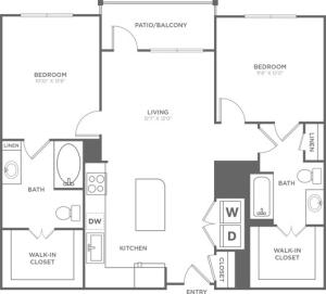 Two Bedroom Two Bath (1,118 SF)