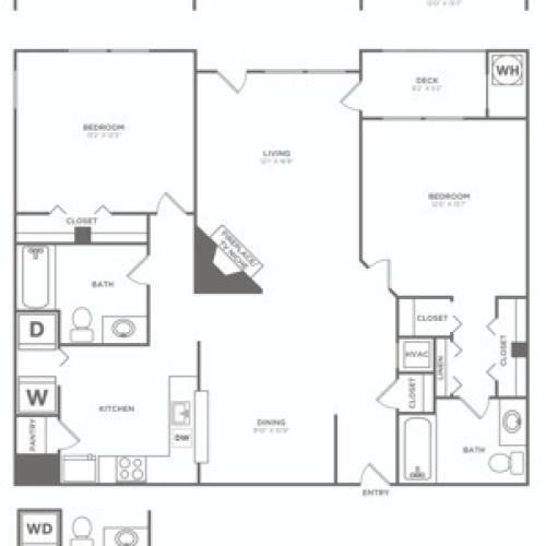 Two Bedroom Two Bath (1175 SF)