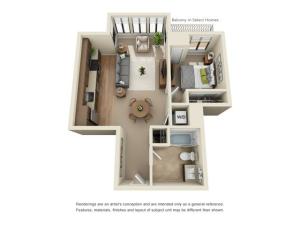 A2 | 1 bed 1 bath | from 677 square feet
