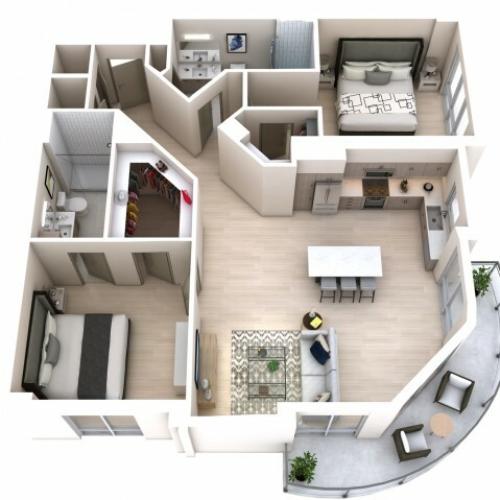 Two Bedroom Two Bath (1,127)