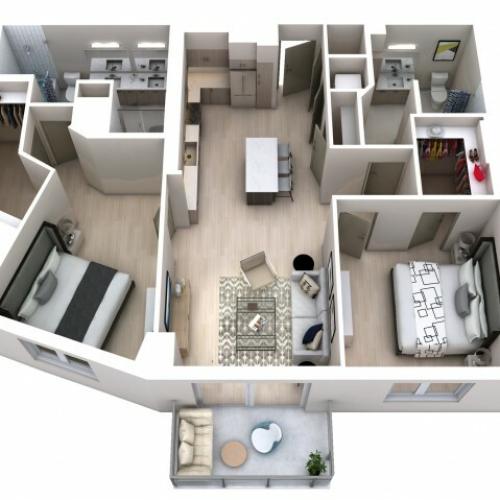 Two Bedroom Two Bath (1,147)