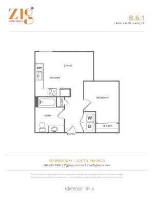 B6.1 | 1 bed 1 bath | from 548 square feet