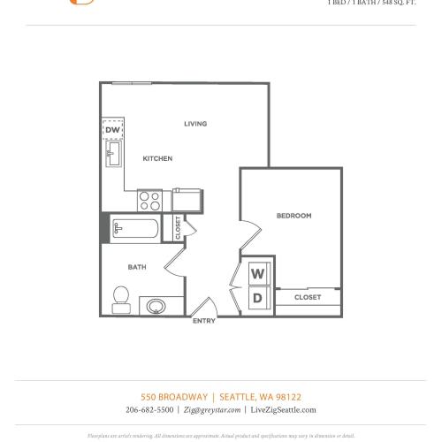 B6.1 | 1 bed 1 bath | from 548 square feet