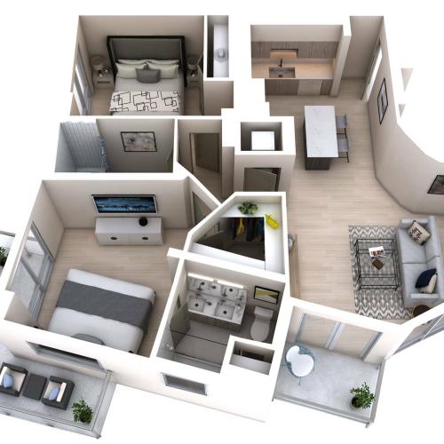 Two Bedroom Two Bath (1,163)