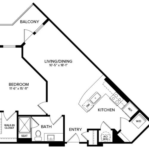 1 Bedroom A4 2D Floor Plan Image