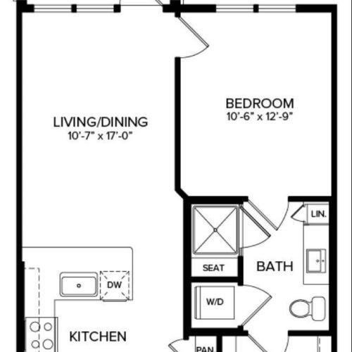 1 Bedroom A1 2D Floor Plan Image