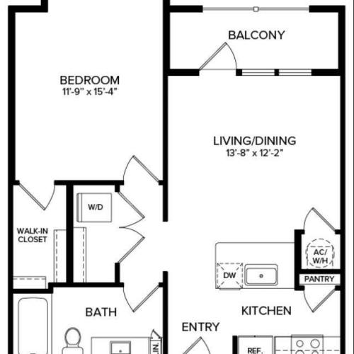 1 Bedroom A2 2D Floor Plan Image