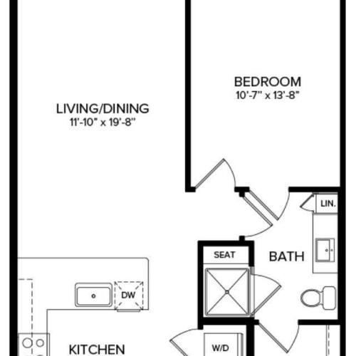 1 Bedroom A-3 Alt 2D Floor Plan Image