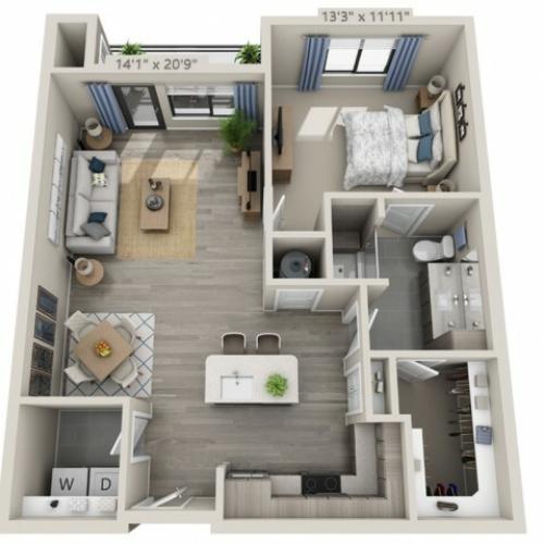 A3 | 1 bed 1 bath | from 728 square feet