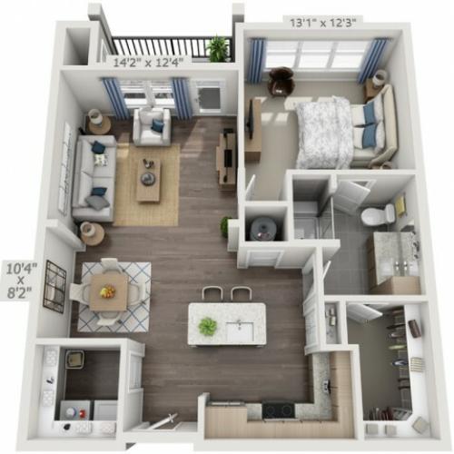 A2E | 1 bed 1 bath | from 851 square feet