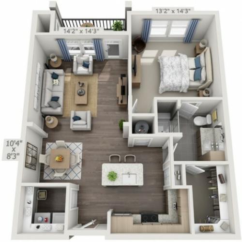 A2G | 1 bed 1 bath | from 907 square feet