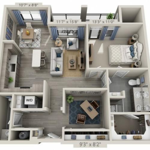 B3 | 1 bed 2 bath | from 987 square feet