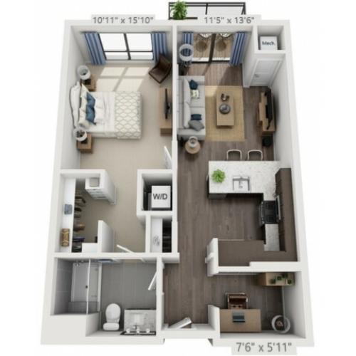 B1 | 1 bed 1 bath | from 769 square feet