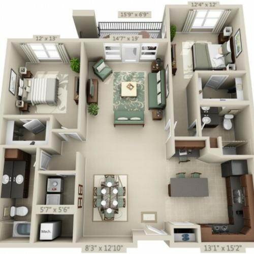 Opus | 2 bed 2 bath | from 1434 square feet