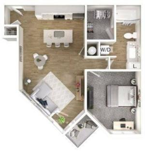 The Oliver-One Bed, One Bath-Spruce Floorplan