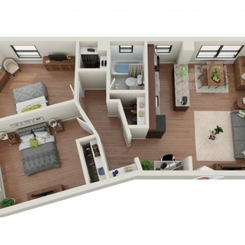 2 Bedroom Floor Plan | Apartments St Louis | Convent Gardens