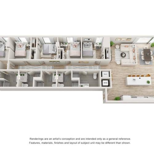 Penthouse on 30 5 bed 5 bath 1750 square foot floor plan image