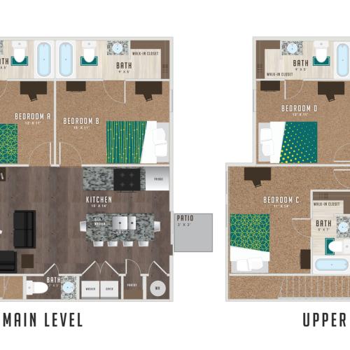 The 6 bedroom 6.5 bathroom floorplan is 2332 sq. ft.