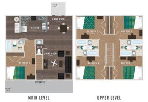 The 5 bedroom 5.5 bathroom floorplan is 2020 sq. ft.