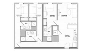 The 3 bedroom, 3 bathroom deluxe floorplan is 1292 sq. ft.