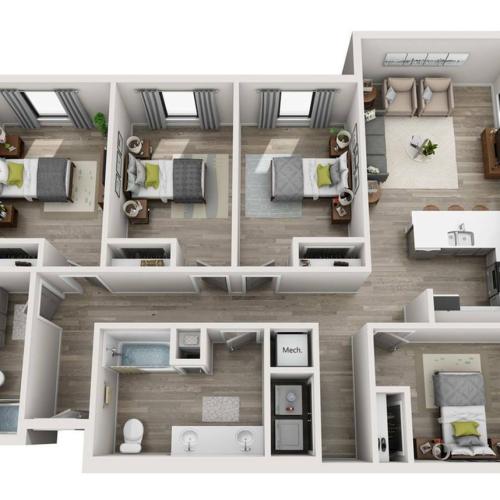 The 4 bedroom, 2 bathroom G floorplan is 1536 sq. ft.