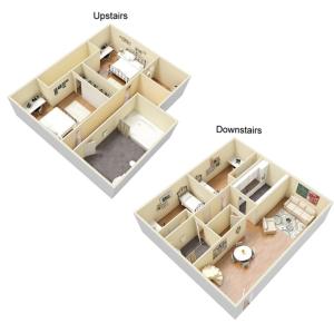 4 bed, 2 bath floorplan is 1320 sq. ft.