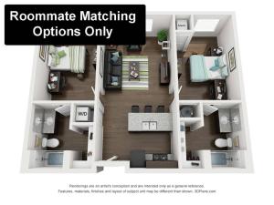 2 Bed / 2 Bath Roommate Match Option