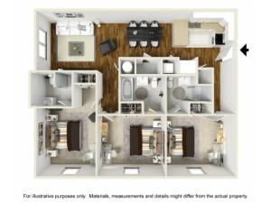 Abbotts Run Apartments - Kure Floor Plan