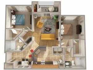 2 Bedroom Floor Plan | New Smyrna Beach Florida Apartments | Lyme Stone Ranch