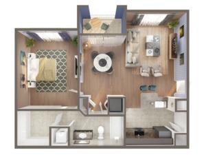 1 Bedroom Floor Plan | Apartments In North Miami | Advenir at Biscayne Shores