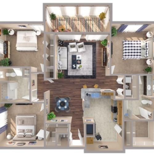 3 Bdrm Floor Plan | Apartments In Humble TX | Advenir at Eagle Creek