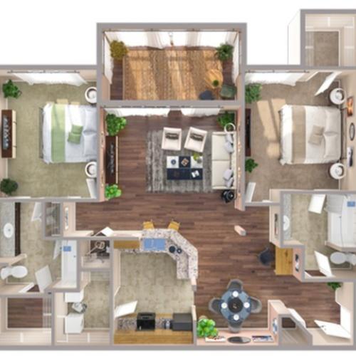 2 Bdrm Floor Plan | Humble Texas Apartments | Advenir at Eagle Creek