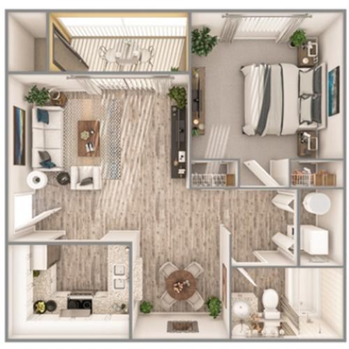 1 Bedroom Floor Plan | Luxury Apartments In Sarasota Florida | Advenir at Gateway lakes