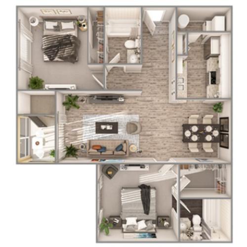 2 Bedroom Floor Plan | Luxury Apartments In Sarasota Florida | Advenir at Ward Lake