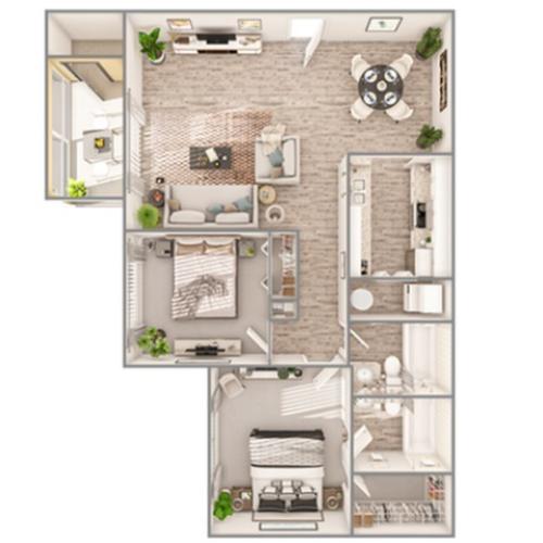 2 Bedroom Floor Plan | Luxury Apartments In Sarasota Florida | Advenir at Gateway Lakes