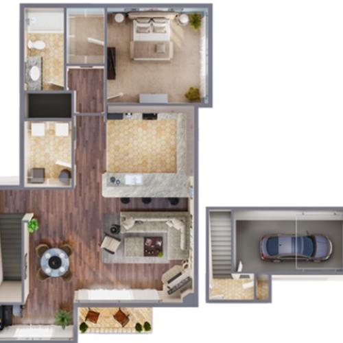 1 Bedroom Renovated Floor Plan | Apartments In Aurora Colorado