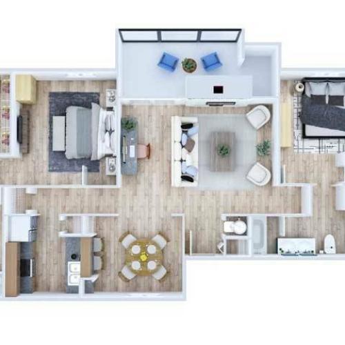 Two Bedroom Floor Plan | Apartments Midland TX | Advenir at The Meadows