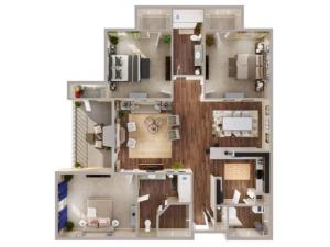 3 Bedroom Floor Plan | Lake Charles LA Apartments | Advenir at Lake Charles
