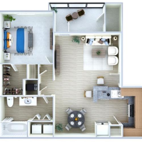 1 Bedroom Floor Plan | Apartments In Southwest Houston TX | Advenir at the Med Center