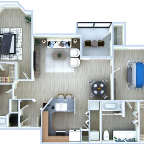 Two Bedroom Floor Plan | Apartments Southwest Houston TX | Advenir at The Med Center