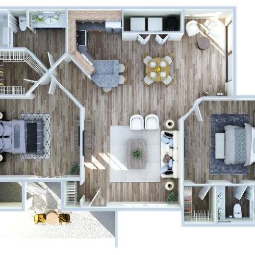 2 Bedroom Floor Plan | Orlando FL Apartments | Polos East