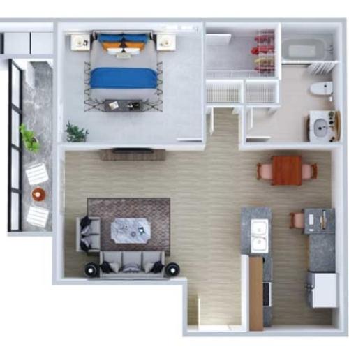 One Bedroom Floor Plan | Apartments Midland TX | Advenir at Mayfield