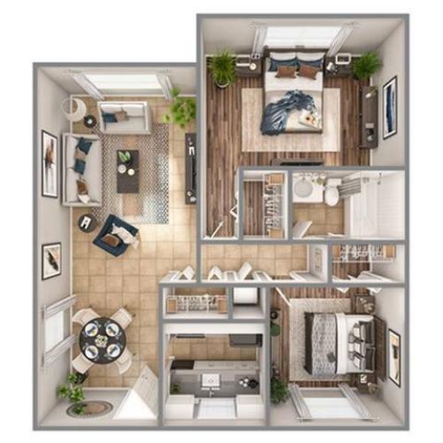 2 Bdrm Floor Plan | Apartments In Pembroke Pines | Advenir at San Tropez