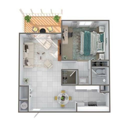 1 Bedroom Floor Plan | Palm Beach Gardens Apartments | Turnbury at Palm Beach Garden