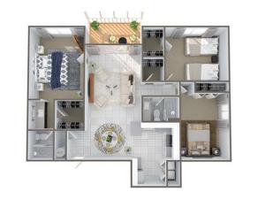 3 Bedroom Floor Plan | Apartments In Palm Beach Gardens FL | Turnbury at Palm Beach Garden