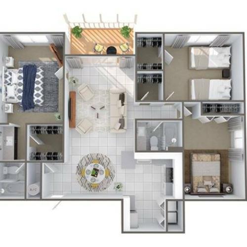 3 Bedroom Floor Plan | Apartments In Palm Beach Gardens FL | Turnbury at Palm Beach Garden