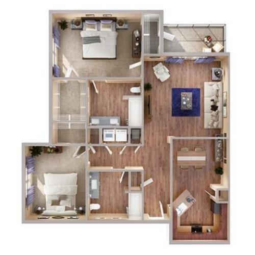 2 Bedroom Floor Plan | Richmond TX Apartments | Advenir at Grand Parkway West